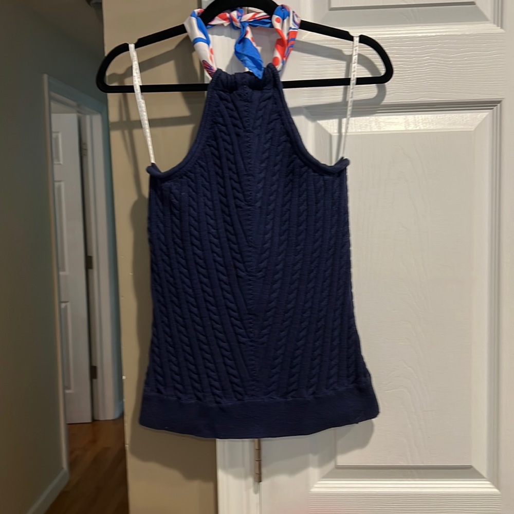 Lilly Pulitzer Sweater Halter Top with Scarf Tie L